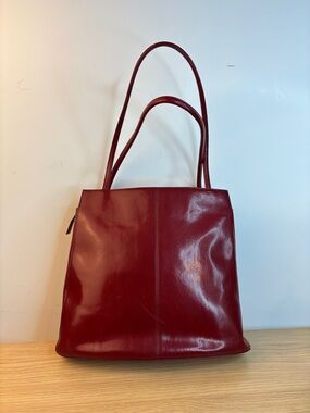 Classic Vintage RED Leather HOBO International Double Handle Bag